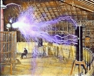 Tesla in his Lab