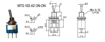 Mini Toggle Switch SPDT 6A - Image 2